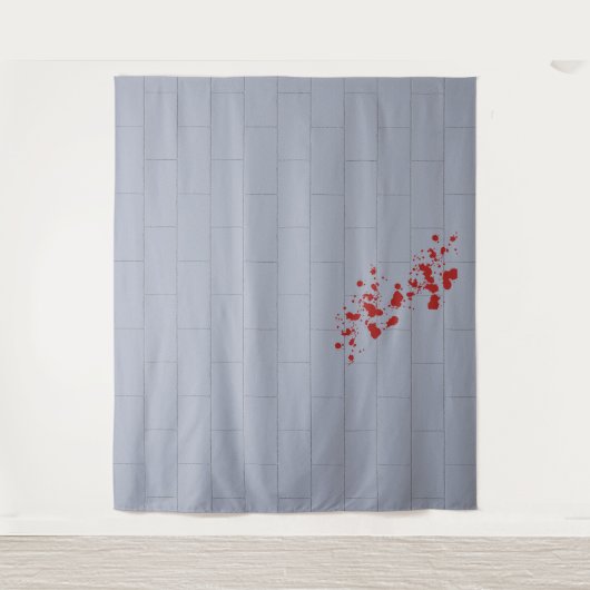 Bloed Splattered Block Wall Halloween Achtergrond Wandkleed (Voorkant)