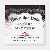 Bloed Splattered Zwart Wit Opslaan Datum Bruiloft Magneet (Voorkant)