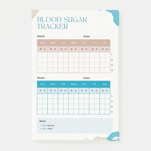 Bloed Suiker Wekelijkse Tracker  Post-it® Notes (Voorkant)
