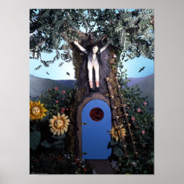 Bloed thee en rode string pop in de boom print