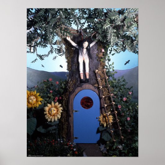 Bloed thee en rode string pop in de boom print (Voorkant)