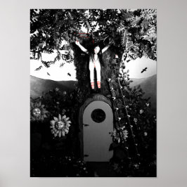 Bloed thee en rode string pop in de boom print