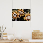 Bloed Thee en Rode String Schedel Zonnebloem Poster (Keuken)