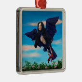 Bloed thee en rode string vogel meisje kussen metalen ornament (Rechts)