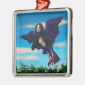 Bloed thee en rode string vogel meisje kussen metalen ornament (Links)