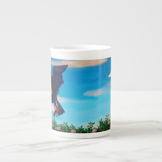 Bloed thee en rode string vogel thee cup porselein kop (Voorkant)