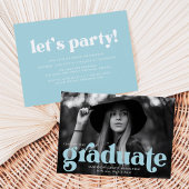 Bloed Typografie Sky Blue Photo Graduparty Kaart
