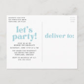 Bloed Typografie Sky Blue Photo Graduparty Uitnodiging Briefkaart (Achterkant)