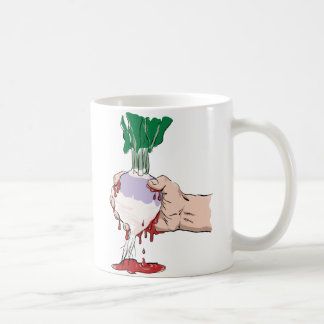 Bloed uit Turnip knijpen, knijpen. Koffiemok