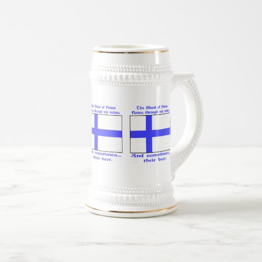 Bloed van Finn stroomt aderen Soms bier Bierpul (Voorkant rechts)