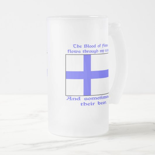 Bloed van Finn stroomt aderen Soms bier Matglas Bierpul (Voorkant rechts)