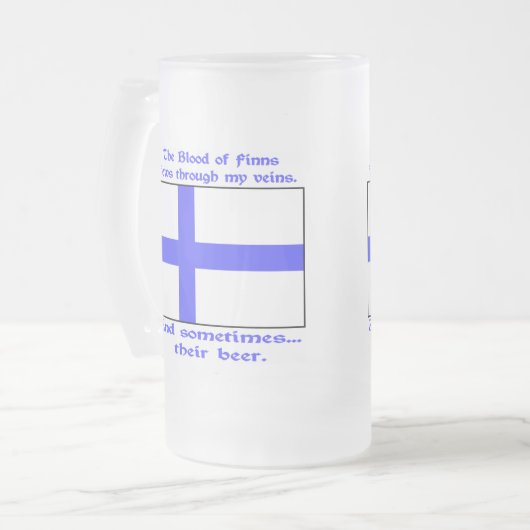 Bloed van Finn stroomt aderen Soms bier Matglas Bierpul (Voorkant links)