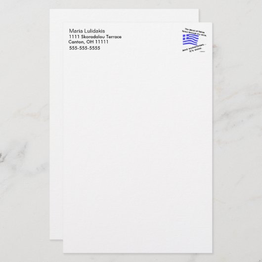 Bloed van Hellas en Ouzo gepersonaliseerd Briefpapier (Voorkant / Achterkant)