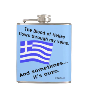 Bloed van Hellas en Ouzo Heupfles
