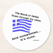 Bloed van Hellas en Ouzo Ronde Kartonnen Onderzetter (Voorkant)
