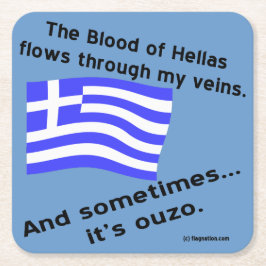 Bloed van Hellas stroomt door aderen Soms Ouzo Kartonnen Onderzetters