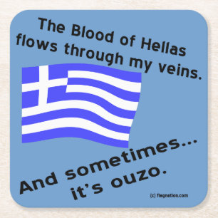 Bloed van Hellas stroomt door aderen Soms Ouzo Kartonnen Onderzetters