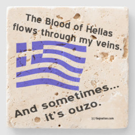 Bloed van Hellas stroomt door aderen Soms Ouzo Stenen Onderzetter
