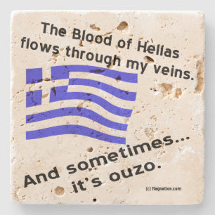 Bloed van Hellas stroomt door aderen Soms Ouzo Stenen Onderzetter