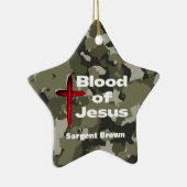 Bloed van Jesus Green Camo gepersonaliseerd gebed Keramisch Ornament (Rechts)