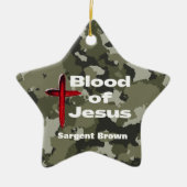 Bloed van Jesus Green Camo gepersonaliseerd gebed Keramisch Ornament (Voorkant)