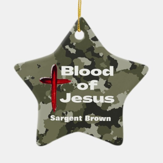 Bloed van Jesus Green Camo gepersonaliseerd gebed Keramisch Ornament (Voorkant)