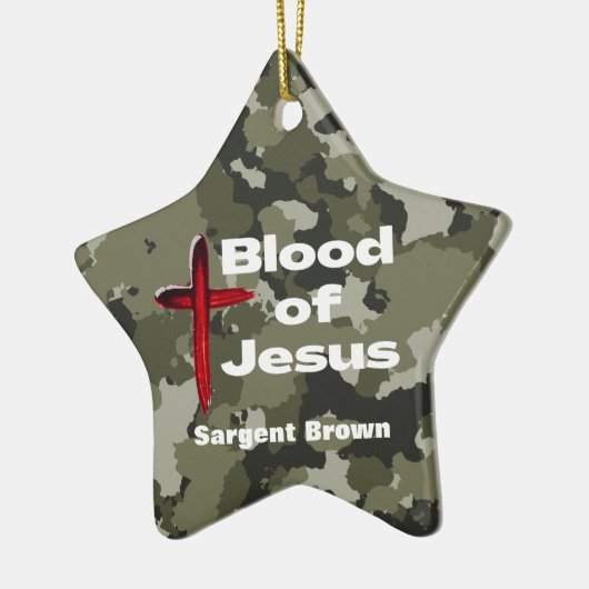 Bloed van Jesus Green Camo gepersonaliseerd gebed Keramisch Ornament (Links)