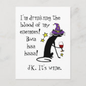 Bloed van mijn vijanden, JK wijn, zwarte kat Briefkaart (Voorkant)
