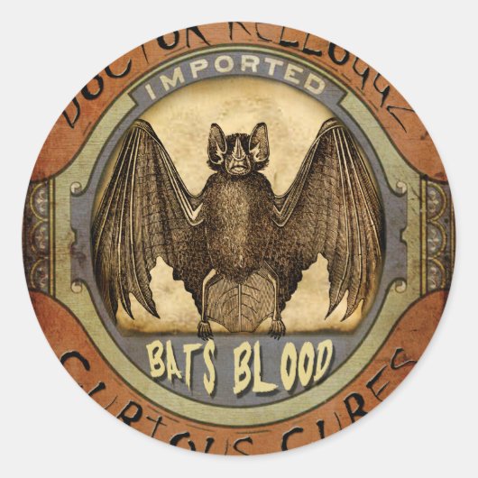 Bloed van vleermuizen ronde sticker (Voorkant)