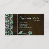 Bloed Visitekaartje Damask Blue Brown 2 (Achterkant)