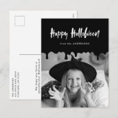 Bloed zwarte Halloween foto uitstrijken Feestdagenkaart (Voorkant / Achterkant)