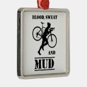 Bloed zweet en modder cyclocross metalen ornament (Rechts)