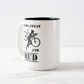 Bloed zweet en modder cyclocross tweekleurige koffiemok (Voorkant links)