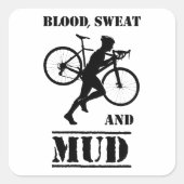 Bloed zweet en modder cyclocross vierkante sticker (Voorkant)