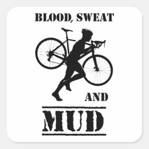 Bloed zweet en modder cyclocross vierkante sticker