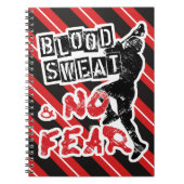 Bloed, zweten en geen angst Lacrosse Notitieblok Notitieboek (Voorkant)