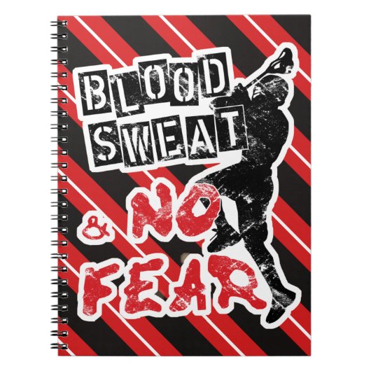 Bloed, zweten en geen angst Lacrosse Notitieblok Notitieboek (Voorkant)