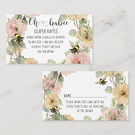 Bloedbad Oh Babee Bumblebee Diaper Raffle Visitekaartje (Voorkant / Achterkant)