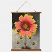 Bloedbijen en Gaillardia Flowers Boho Chic Hangend Wandkleed (Voorkant 2)
