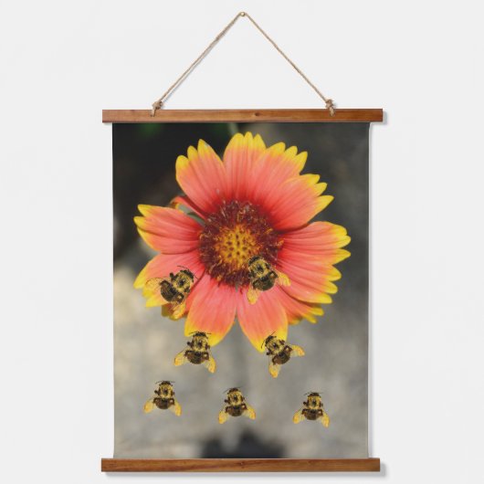 Bloedbijen en Gaillardia Flowers Boho Chic Hangend Wandkleed (Voorkant 2)