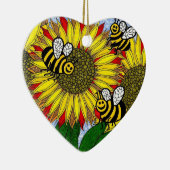 Bloedbijen en zonnebloemen keramisch ornament (Rechts)