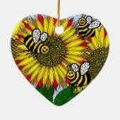 Bloedbijen en zonnebloemen keramisch ornament (Achterkant)