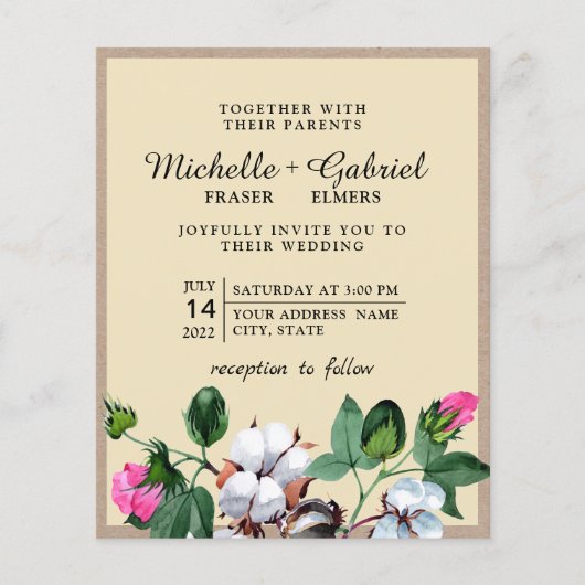 Bloedbloemen van bloesem. Summer botanical Wedding Flyer (Voorkant)