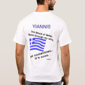 Bloedd van Hellas stroomt door aderen Soms Ouzo Pe T-shirt (Achterkant)