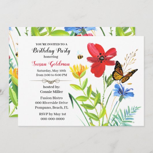 Bloeddag Partij voor Vrouwenventilator Kaart (Voorkant / Achterkant)