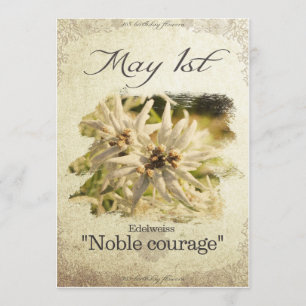 Bloeddagbloemen op 1 mei "Edelweiss" Kaart