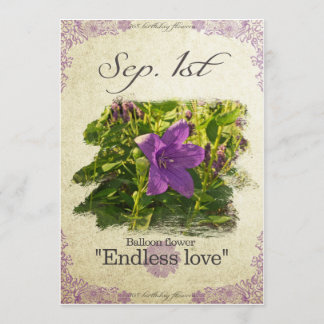 Bloeddagbloemen op 1 september "ballonbloem" kaart