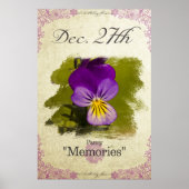 Bloeddagbloemen op 27 december "Pansy" Poster (Voorkant)