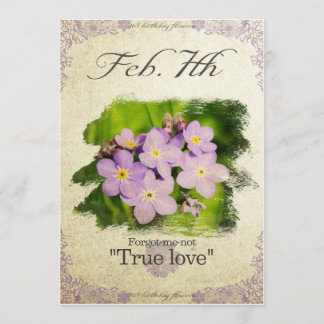 Bloeddagbloemen op 7 februari "Vergeet me niet" Kaart