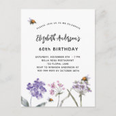 Bloeddieren in het wild vielen roze bijen tegen. uitnodiging briefkaart (Voorkant)